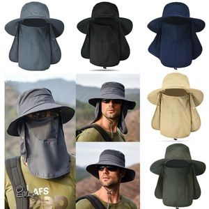 2 X Sun Protection Hats Removable Mesh Face Neck flaps Adjustable Size Unisex